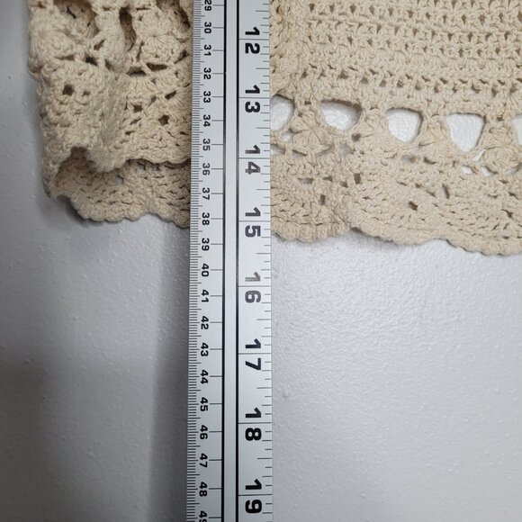 Vintage y2k No Boundaries tan crochet knit cropped short sleeve cardigan size M - Picture 5 of 5